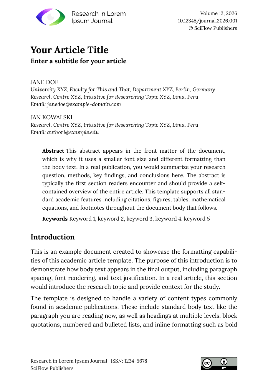 Humanities Article — first page preview