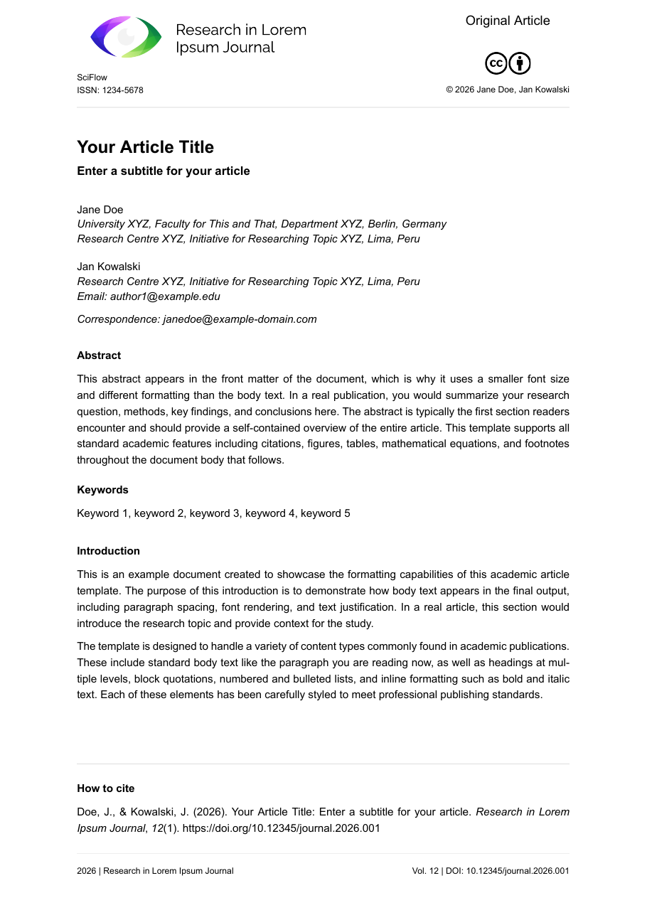 Modern Article — first page preview
